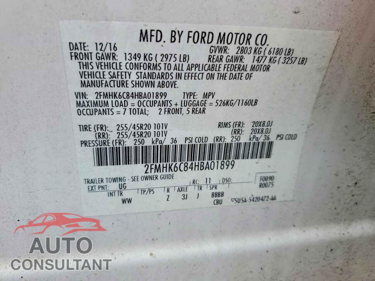 FORD FLEX 2017 - 2FMHK6C84HBA01899