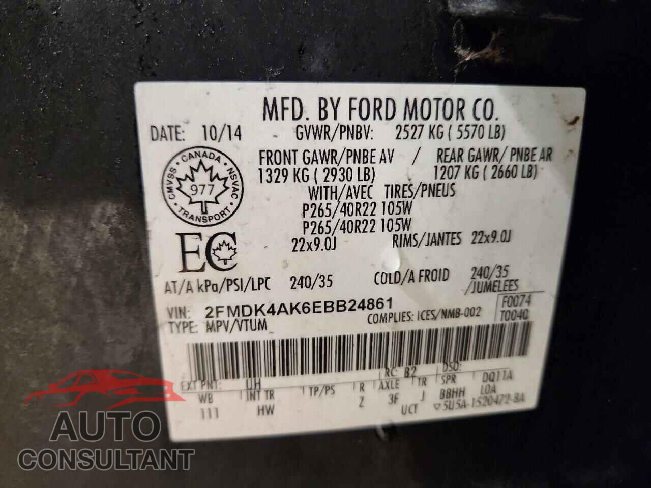 FORD EDGE 2014 - 2FMDK4AK6EBB24861