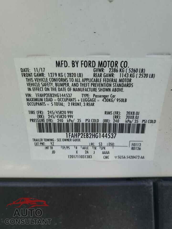 FORD TAURUS 2017 - 1FAHP2E82HG144537