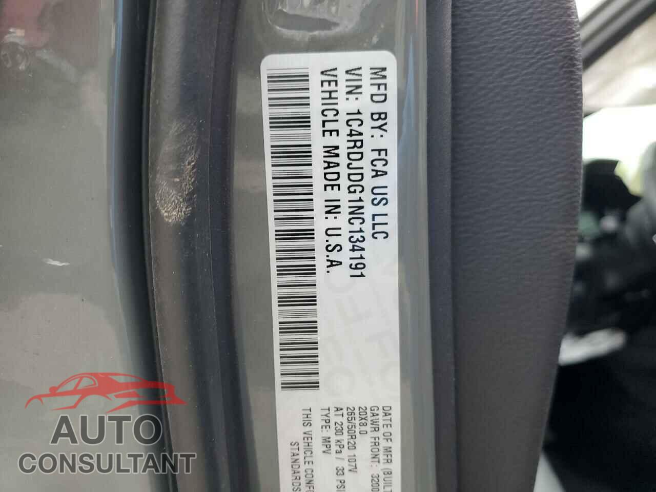 DODGE DURANGO 2022 - 1C4RDJDG1NC134191