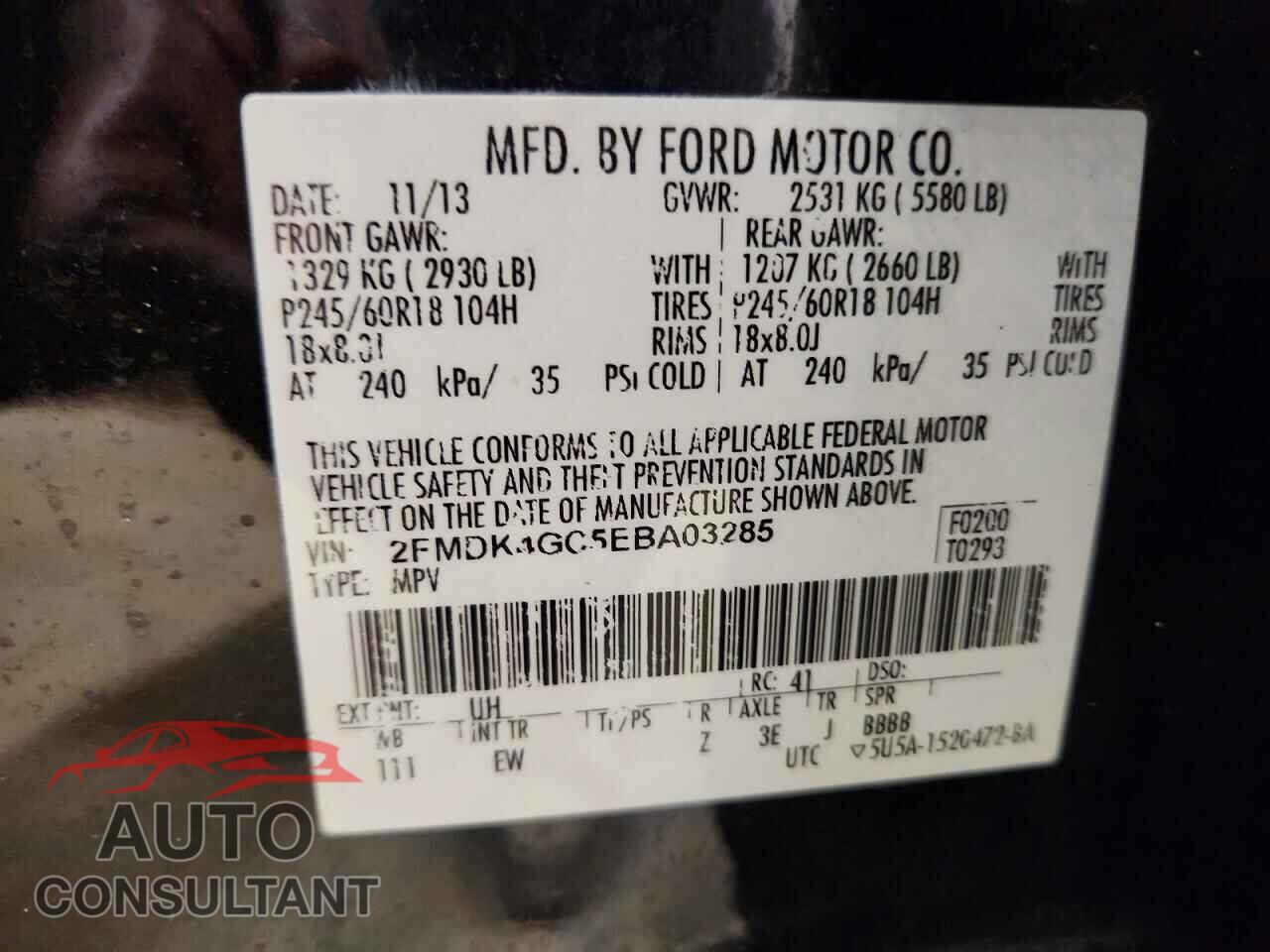 FORD EDGE 2014 - 2FMDK4GC5EBA03285