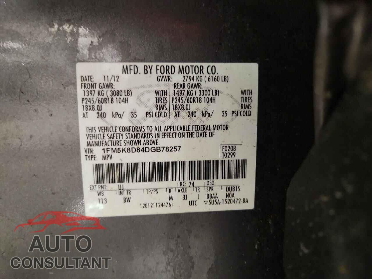 FORD EXPLORER 2013 - 1FM5K8D84DGB78257