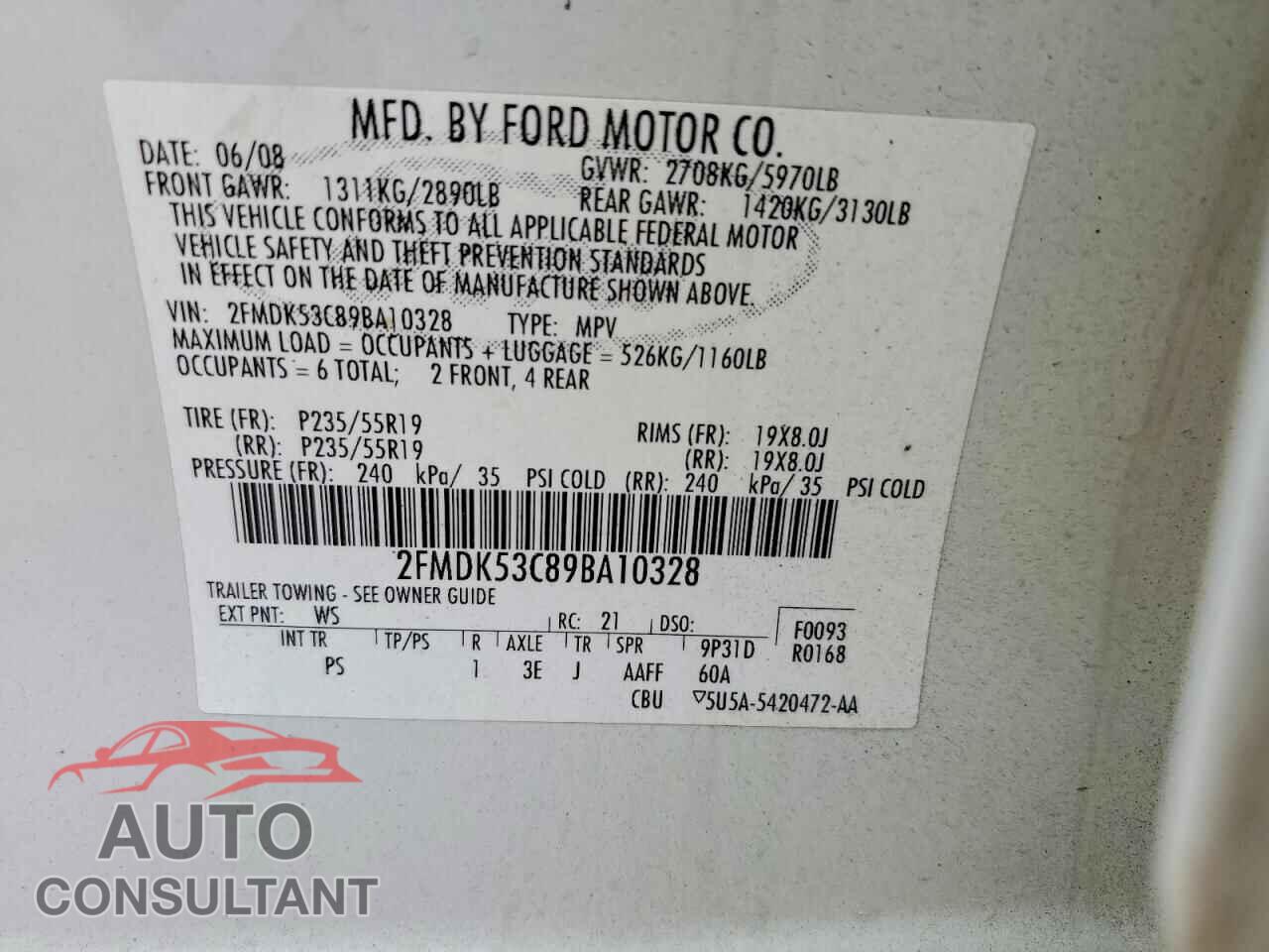 FORD FLEX 2009 - 2FMDK53C89BA10328