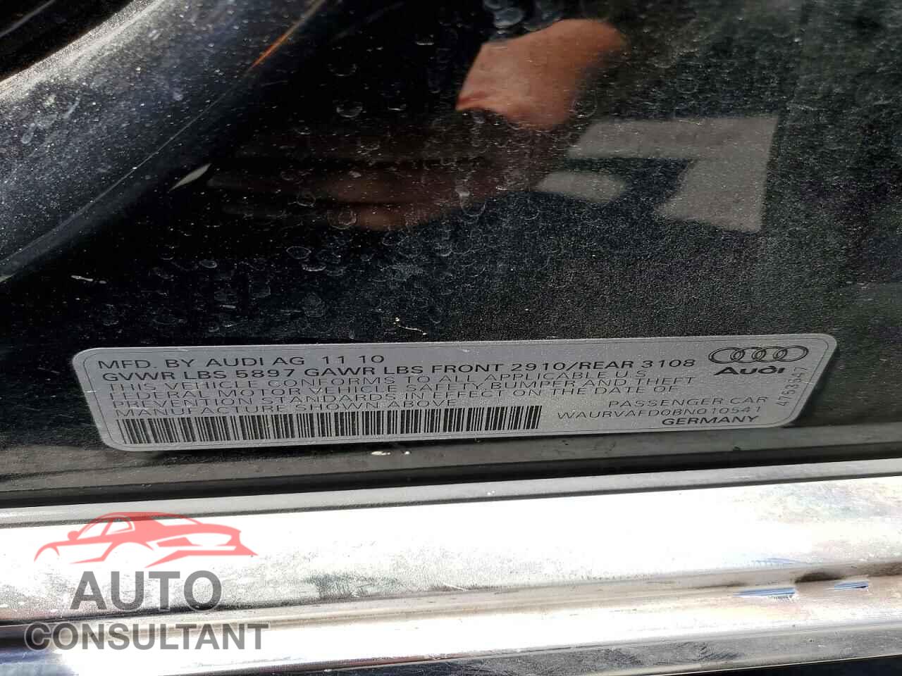 AUDI A8 2011 - WAURVAFD0BN010541