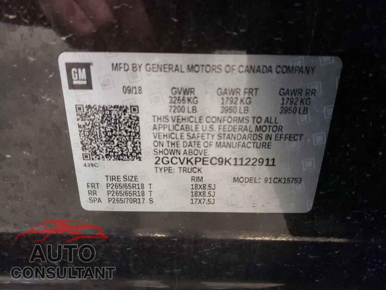 CHEVROLET SILVERADO 2019 - 2GCVKPEC9K1122911
