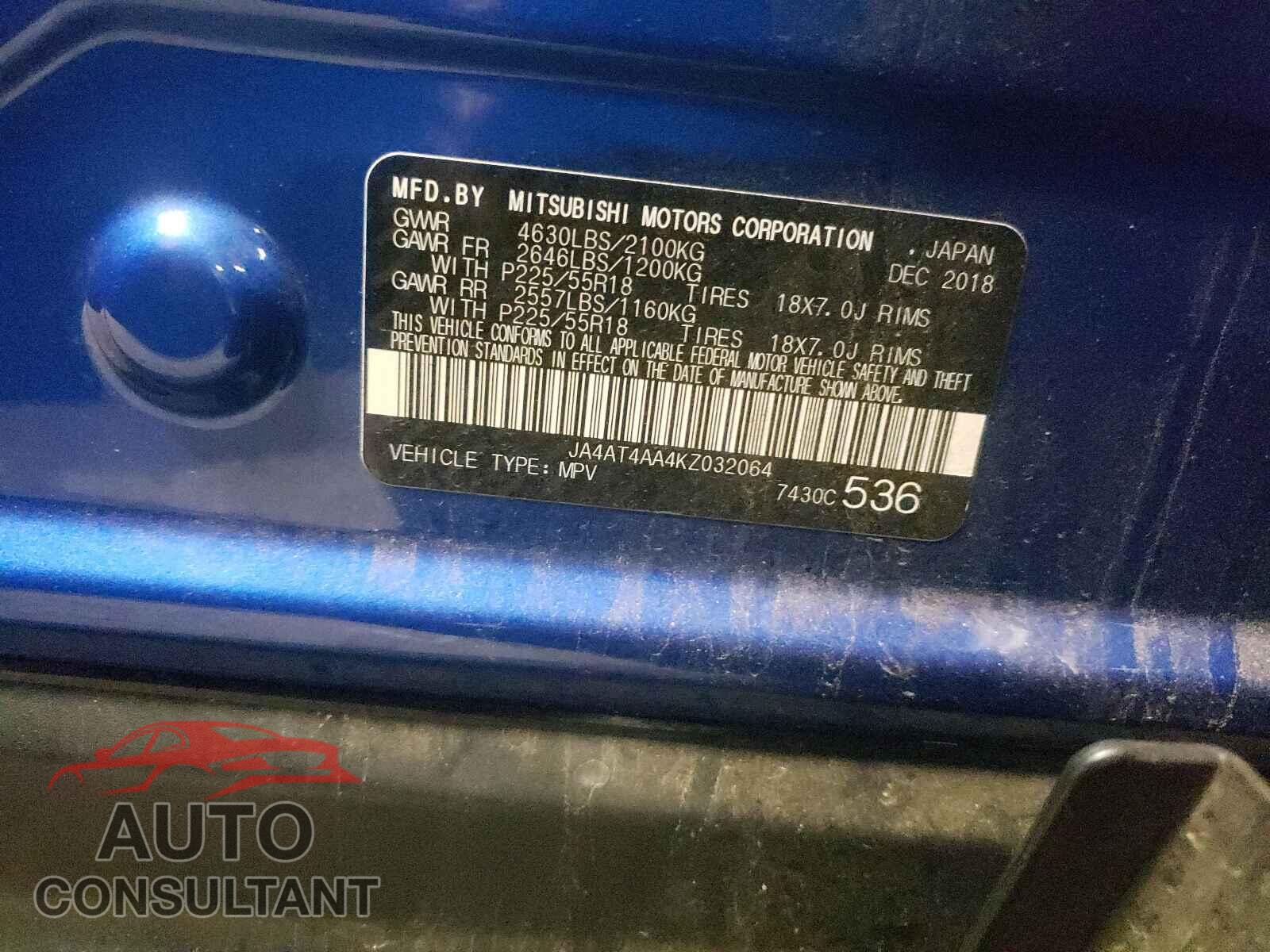MITSUBISHI ECLIPSE 2019 - JA4AT4AA4KZ032064