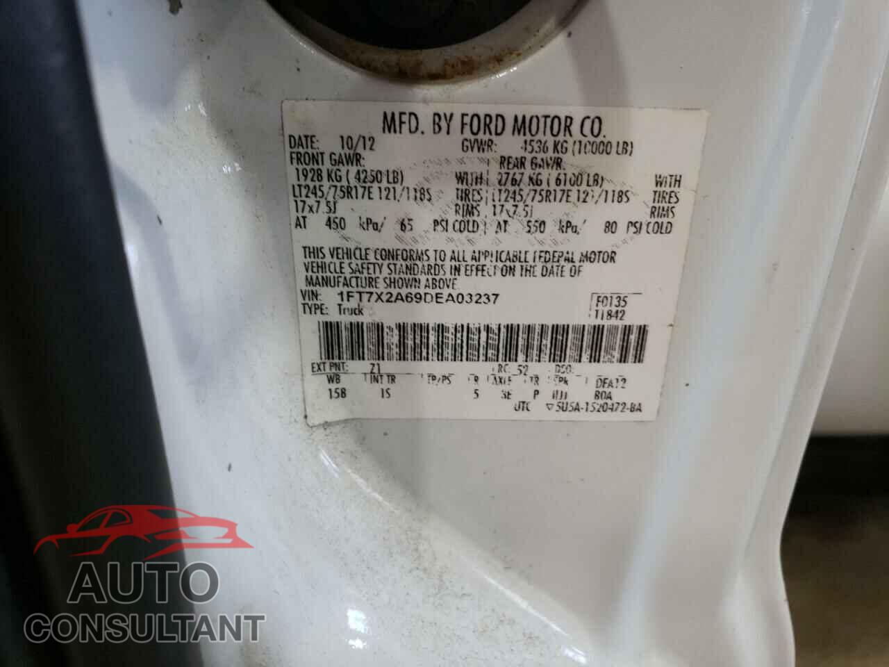 FORD F250 2013 - 1FT7X2A69DEA03237