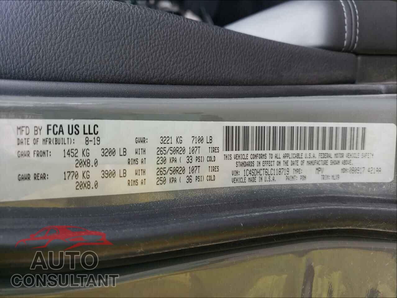 DODGE DURANGO 2020 - 1C4SDHCT6LC118719