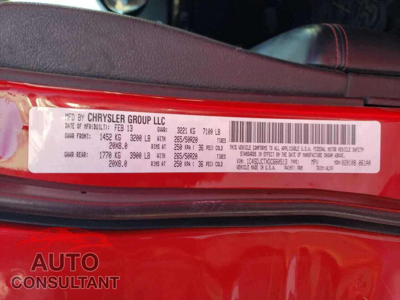 DODGE DURANGO 2013 - 1C4SDJCTXDC660513