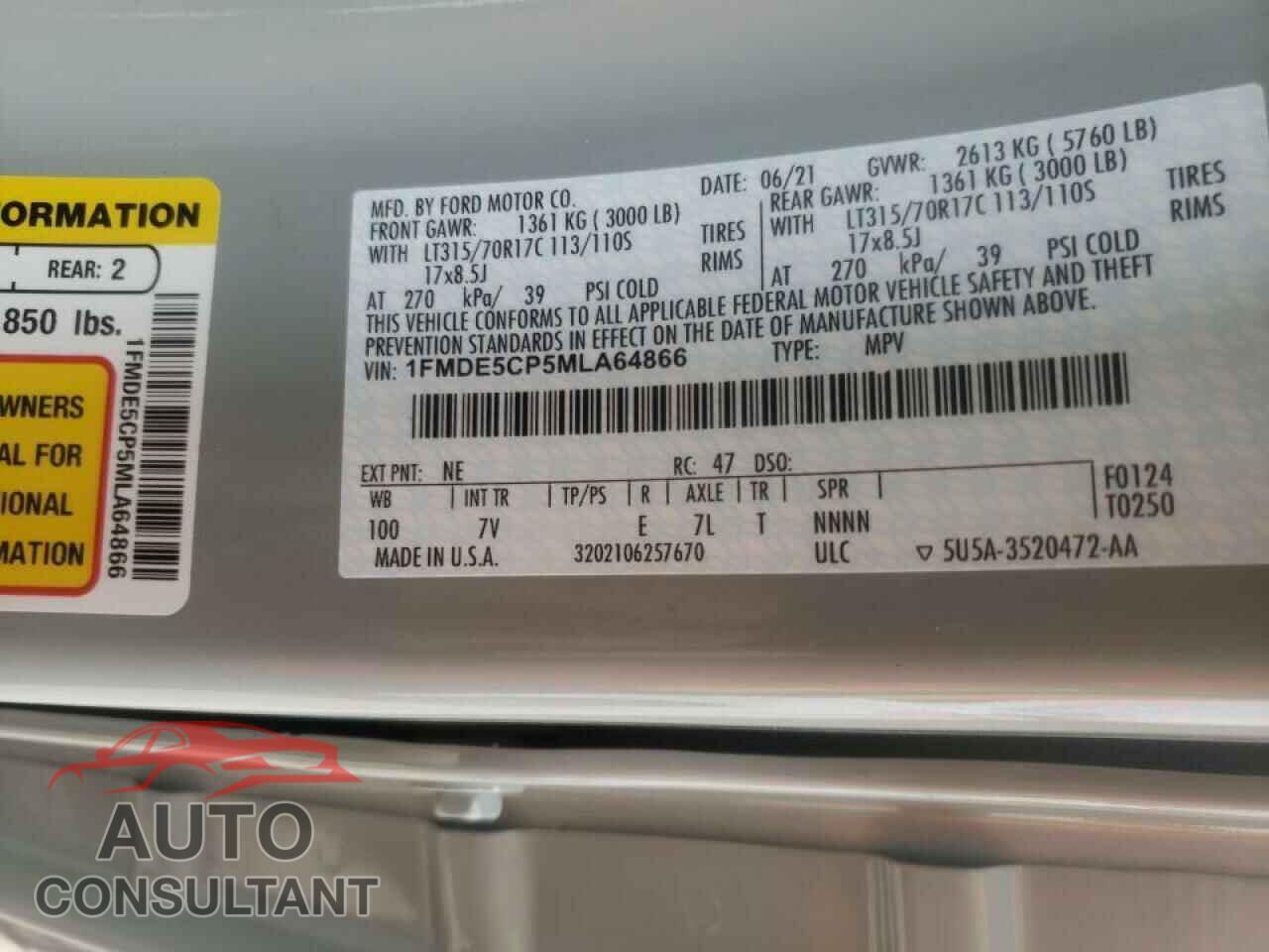 FORD BRONCO BAS 2021 - 1FMDE5CP5MLA64866