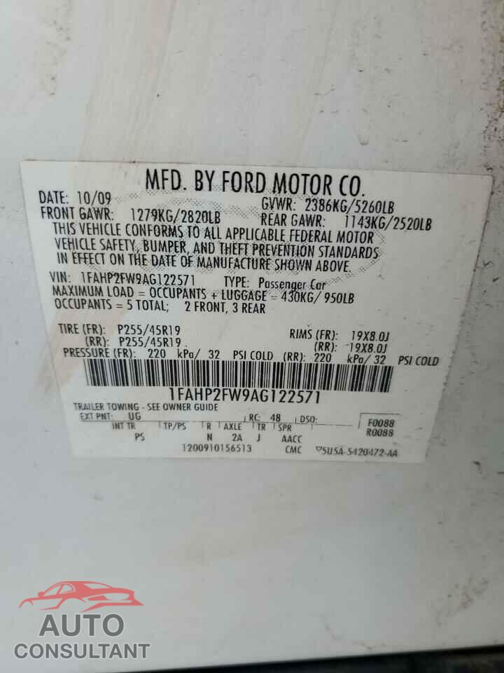 FORD TAURUS 2010 - 1FAHP2FW9AG122571