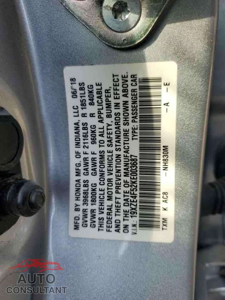 HONDA INSIGHT 2019 - 19XZE4F52KE003687