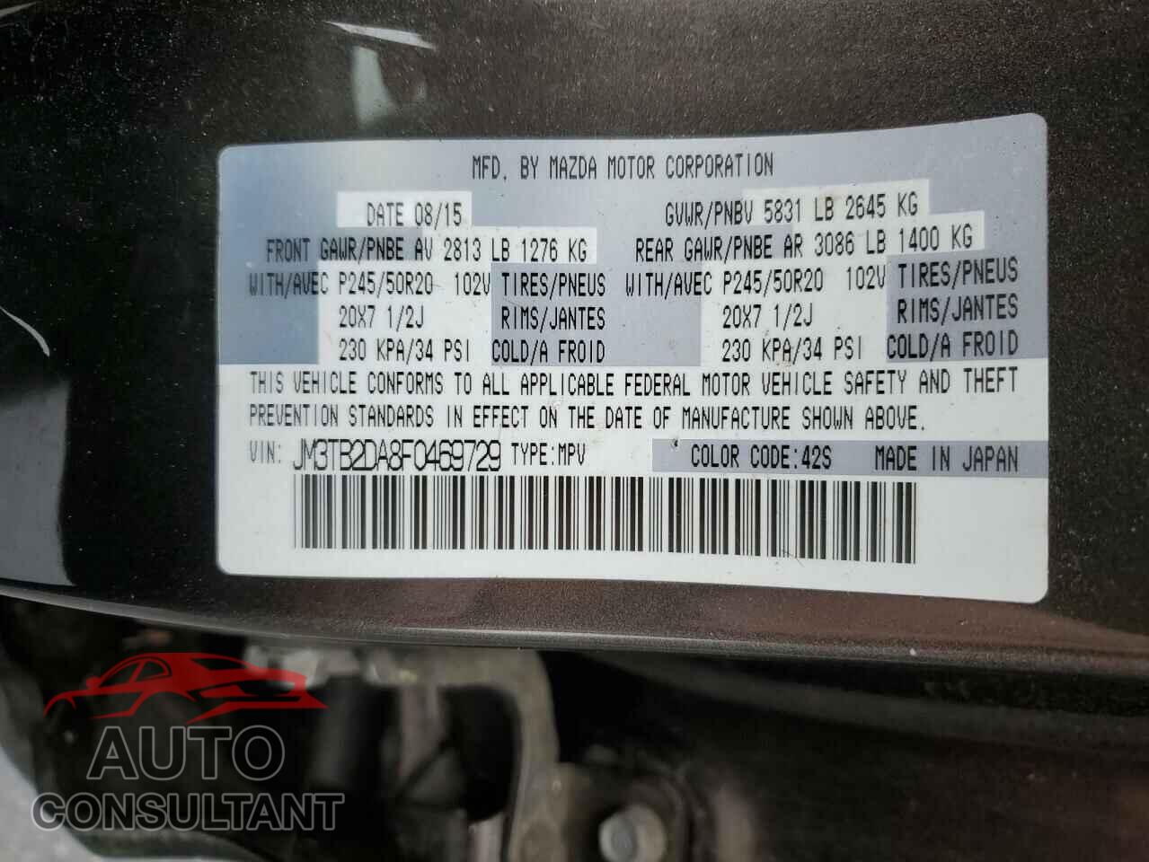 MAZDA CX-9 2015 - JM3TB2DA8F0469729