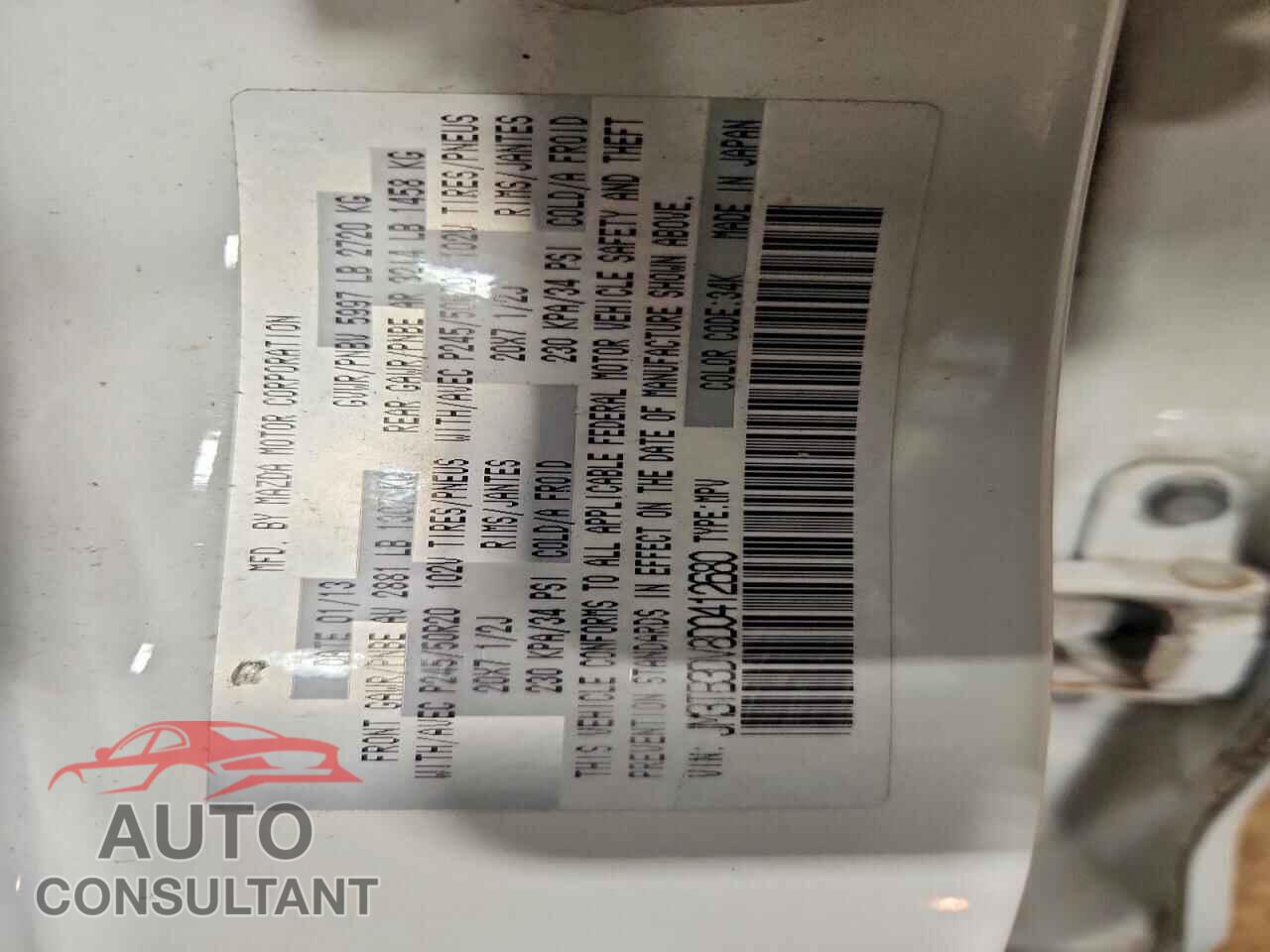 MAZDA CX-9 2013 - JM3TB3DV8D0412680