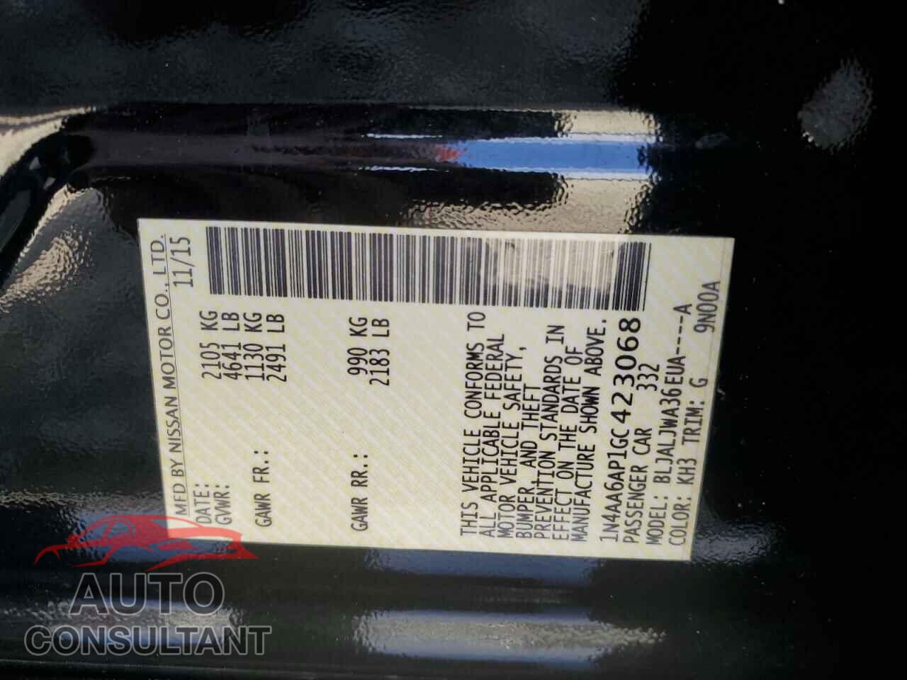NISSAN MAXIMA 2016 - 1N4AA6AP1GC423068