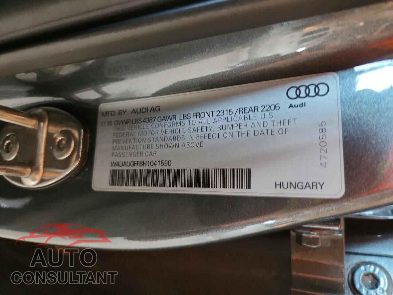 AUDI A3 2017 - WAUAUGFF8H1041590