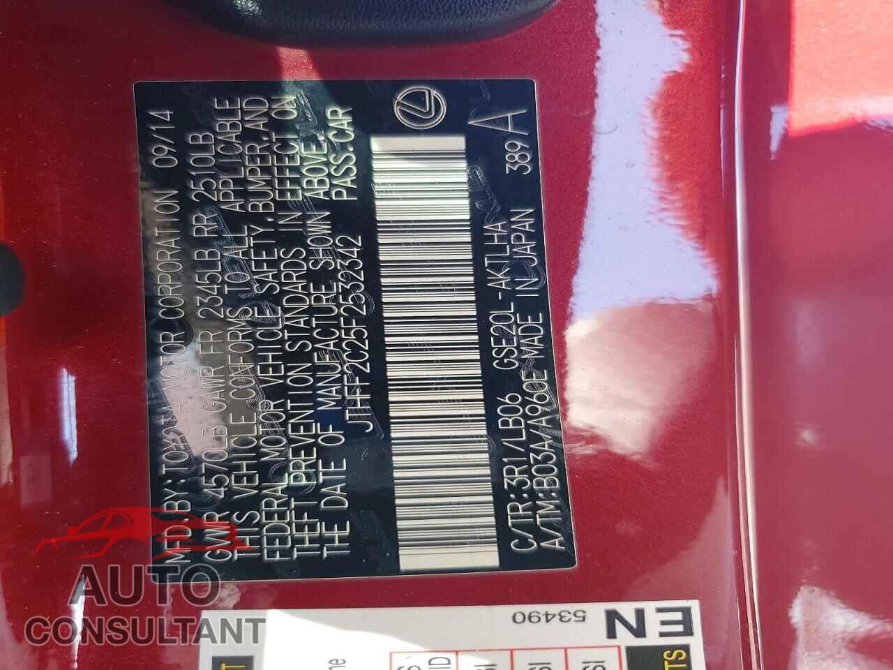 LEXUS IS 2015 - JTHFF2C25F2532342