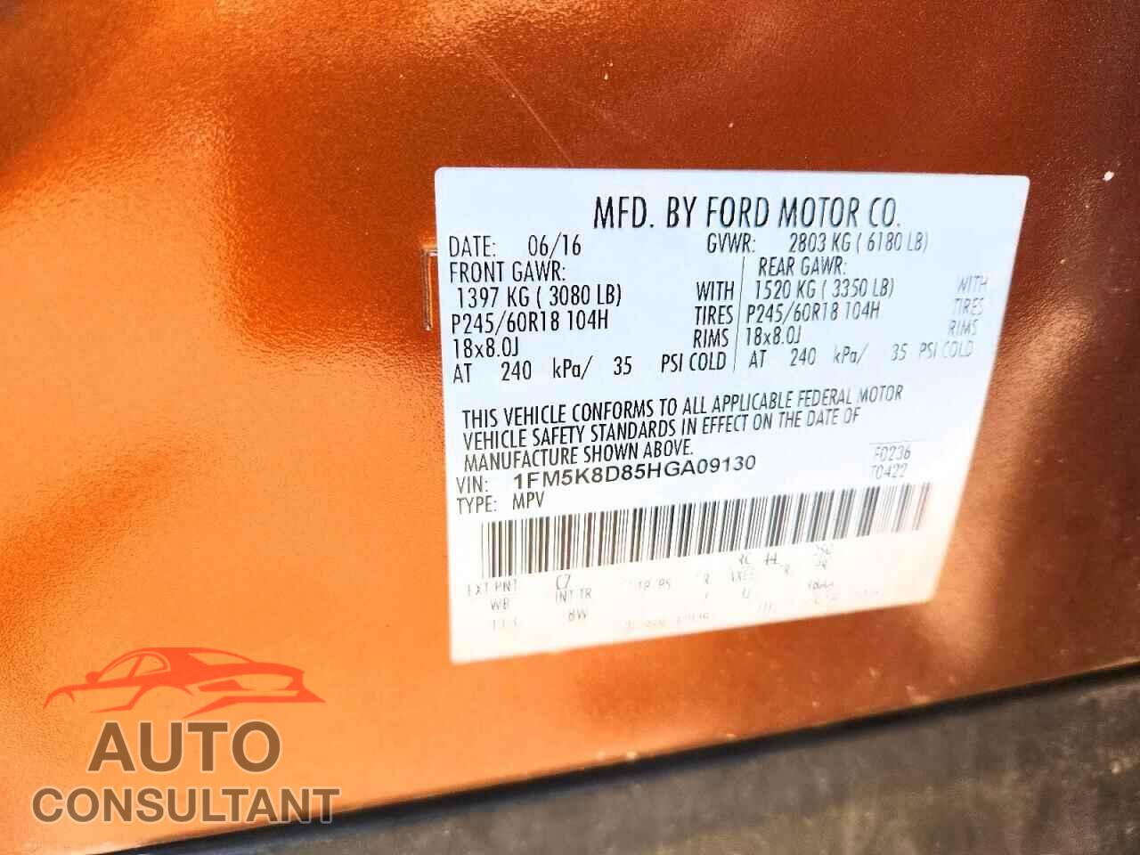 FORD EXPLORER 2017 - 1FM5K8D85HGA09130