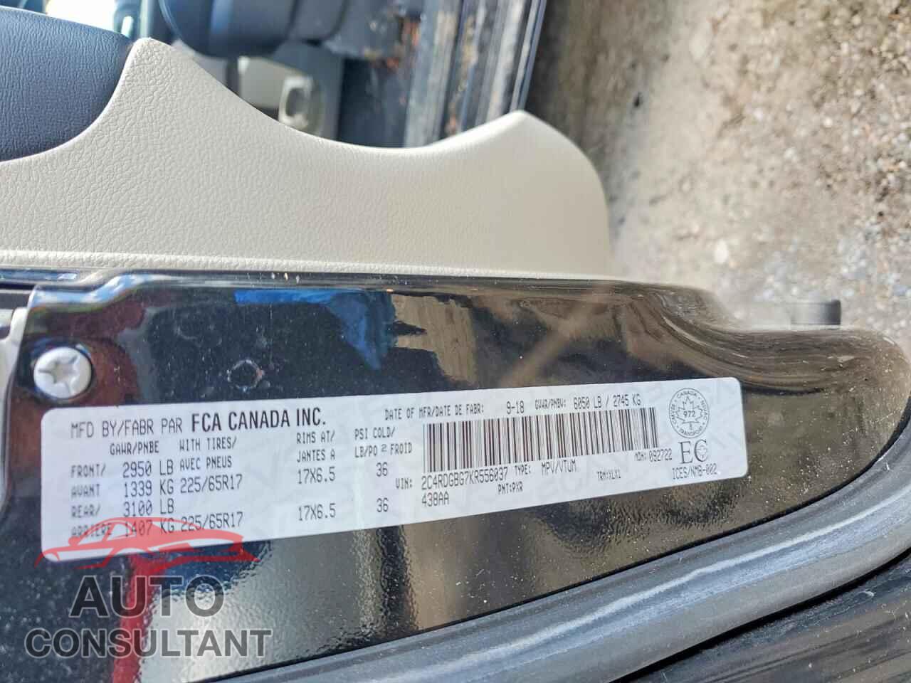 DODGE CARAVAN 2019 - 2C4RDGBG7KR556037