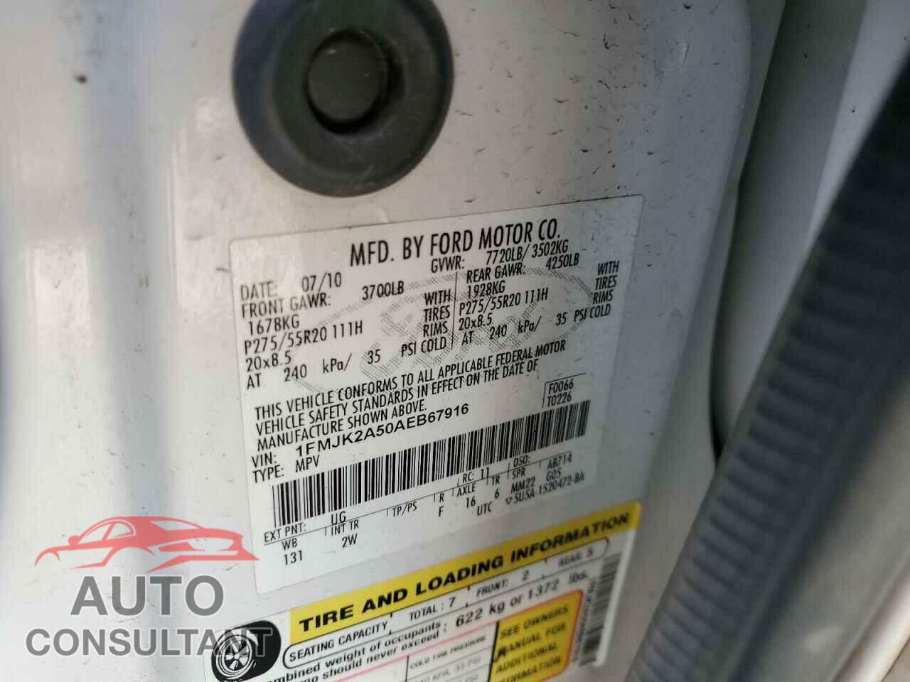 FORD EXPEDITION 2010 - 1FMJK2A50AEB67916