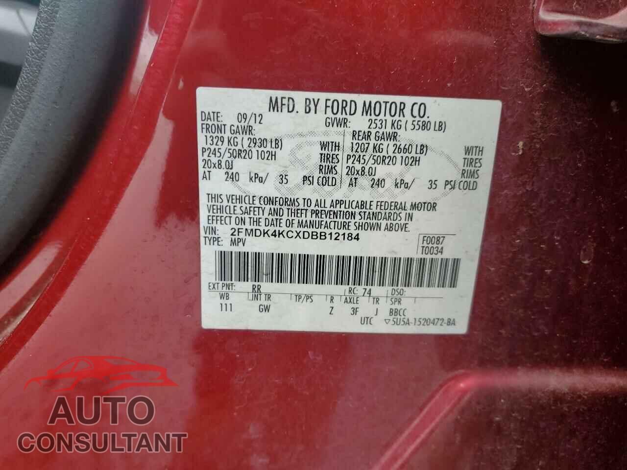 FORD EDGE 2013 - 2FMDK4KCXDBB12184