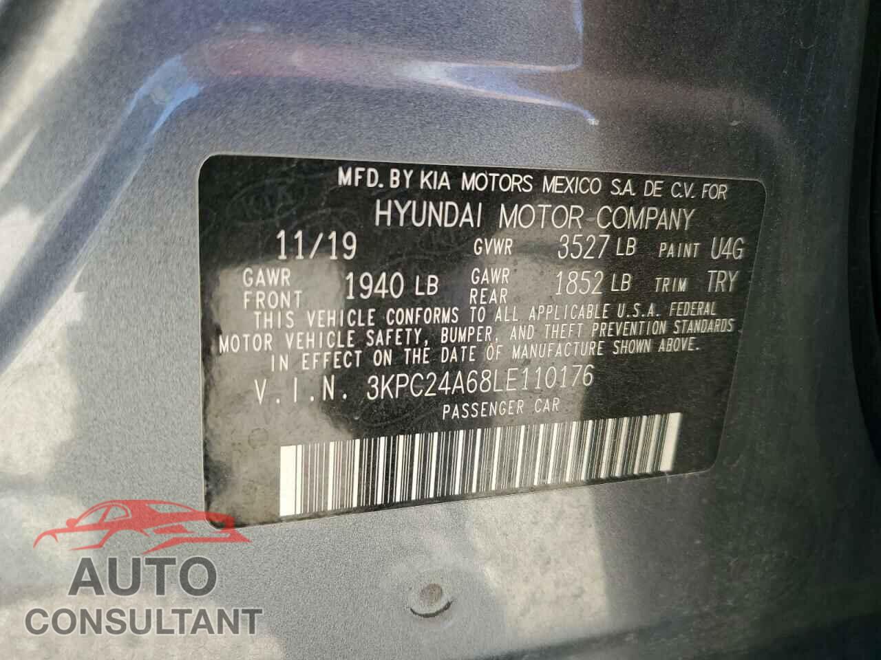HYUNDAI ACCENT 2020 - 3KPC24A68LE110176