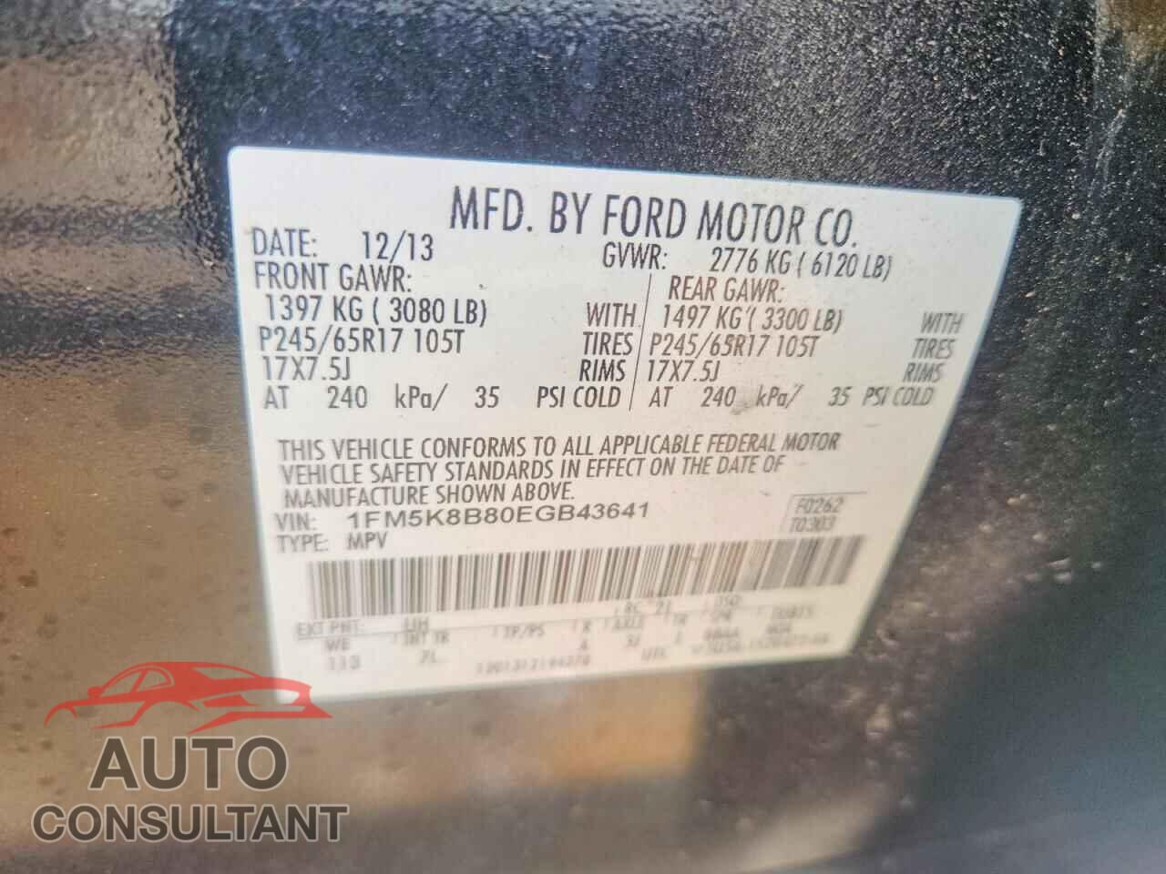 FORD EXPLORER 2014 - 1FM5K8B80EGB43641