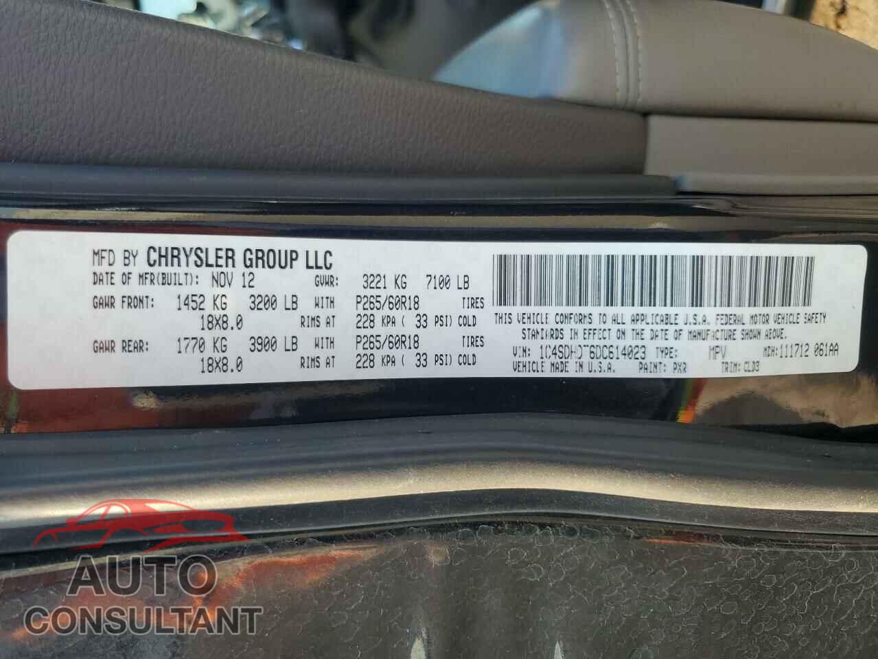 DODGE DURANGO 2013 - 1C4SDHDT6DC614023
