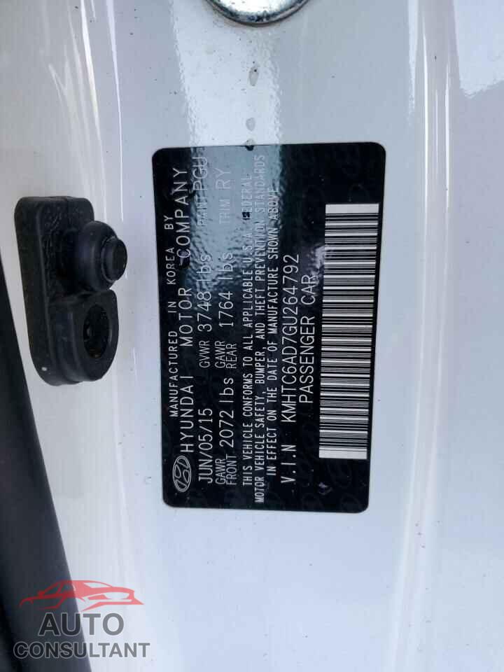 HYUNDAI VELOSTER 2016 - KMHTC6AD7GU264792