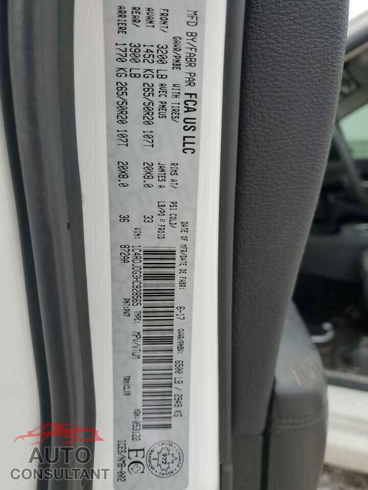 DODGE DURANGO 2017 - 1C4RDJDG3HC928565