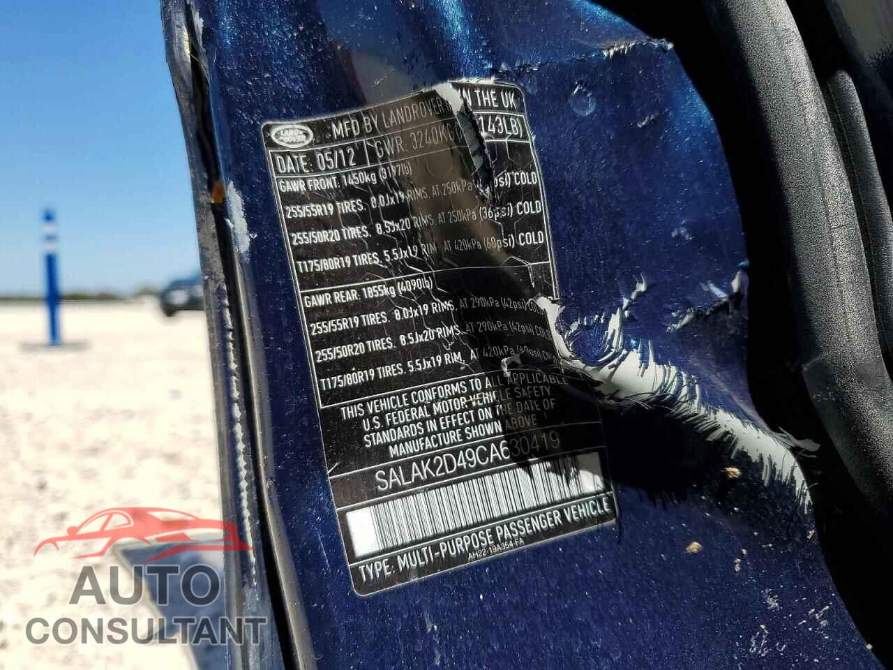 LAND ROVER LR4 2012 - SALAK2D49CA630419