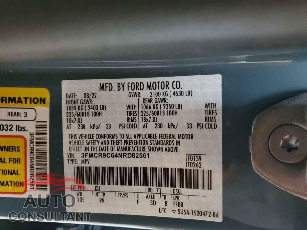 FORD BRONCO 2022 - 3FMCR9C64NRD82561