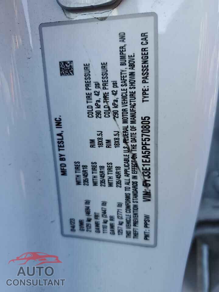 TESLA MODEL 3 2023 - 5YJ3E1EA5PF570805