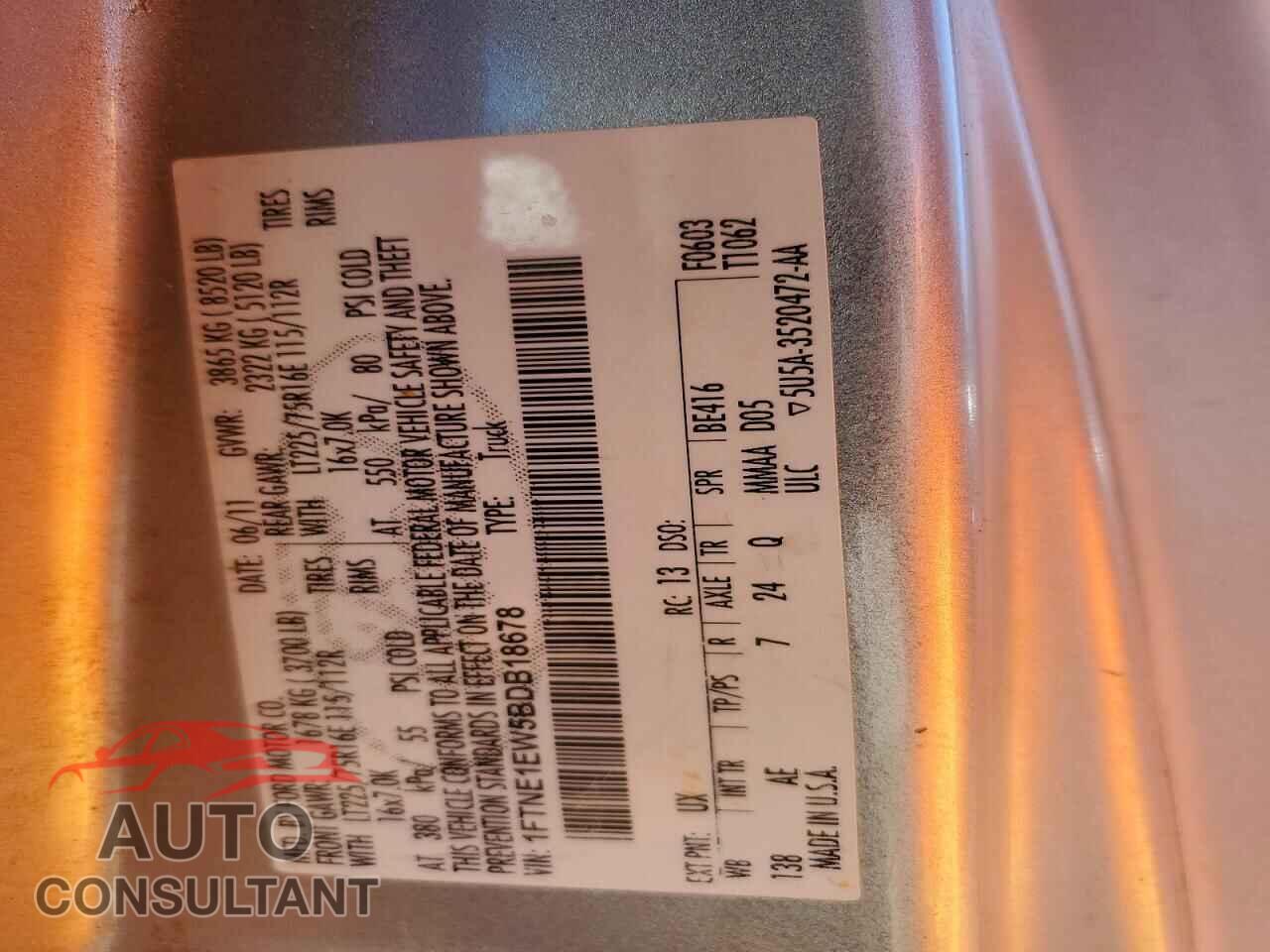 FORD ECONOLINE 2011 - 1FTNE1EW5BDB18678