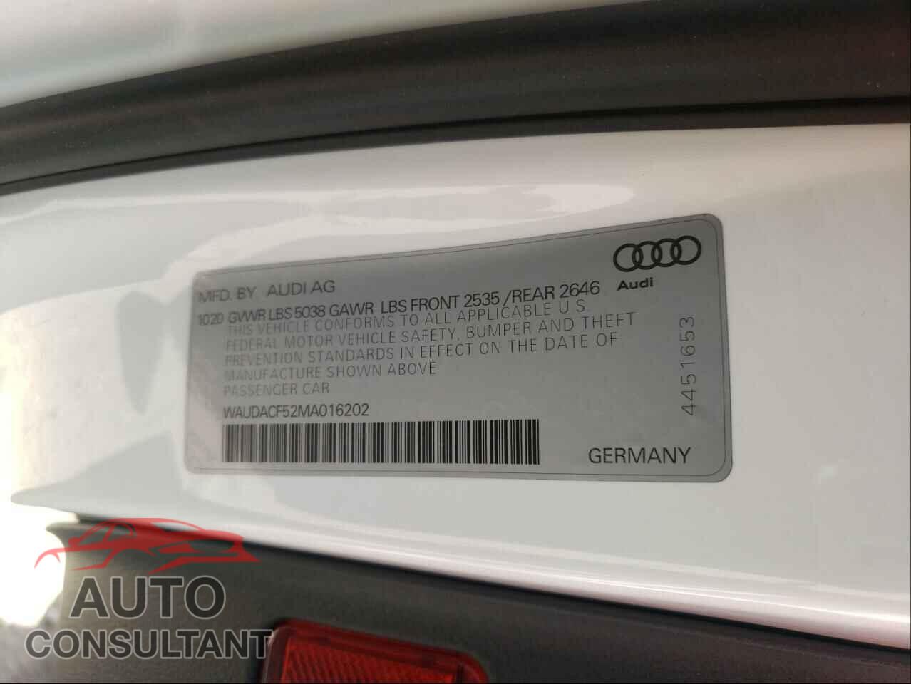 AUDI A5 2021 - WAUDACF52MA016202