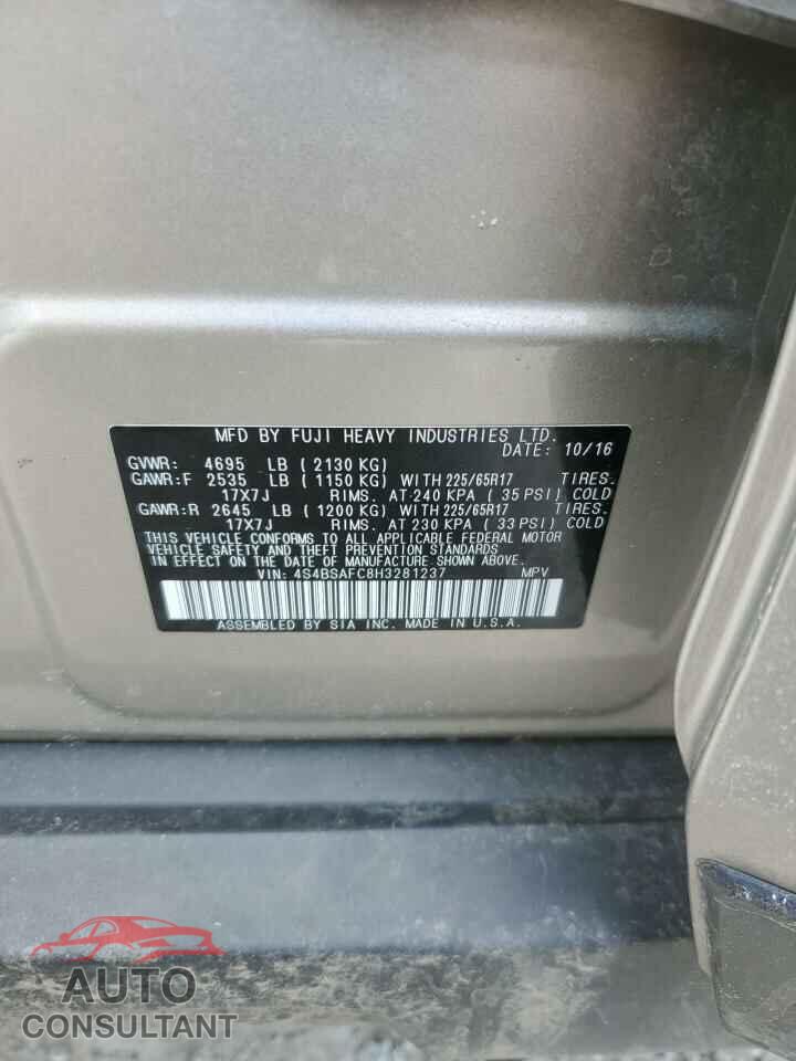 SUBARU OUTBACK 2017 - 4S4BSAFC8H3281237