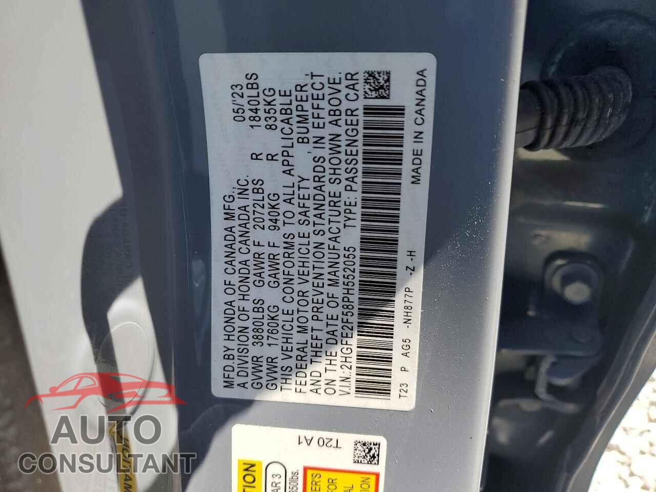 HONDA CIVIC 2023 - 2HGFE2F58PH552055