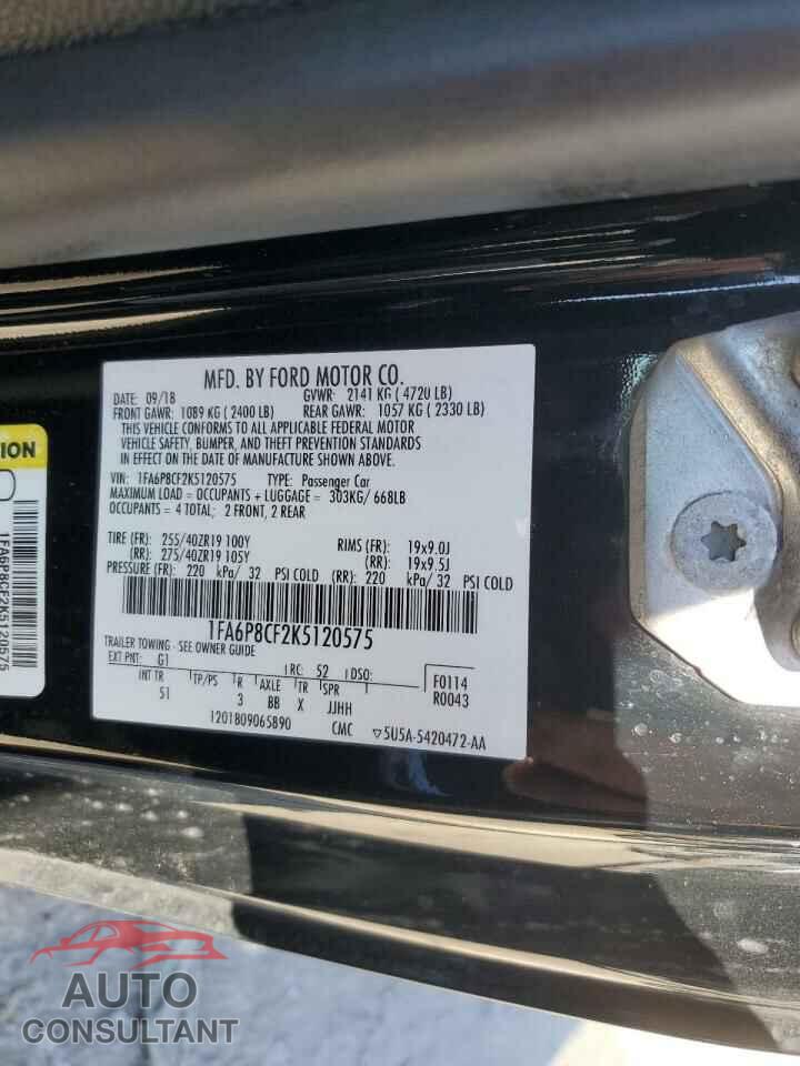 FORD MUSTANG 2019 - 1FA6P8CF2K5120575