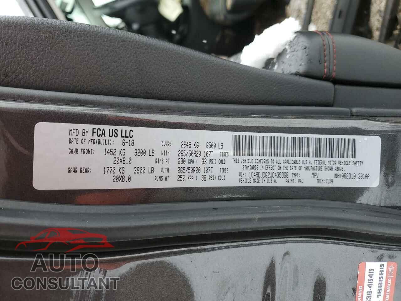 DODGE DURANGO 2018 - 1C4RDJDG2JC439368