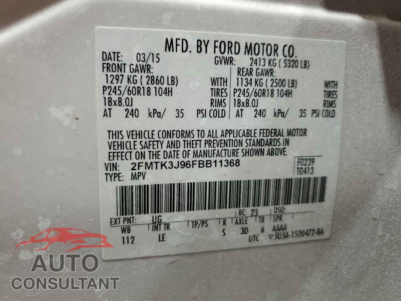 FORD EDGE 2015 - 2FMTK3J96FBB11368