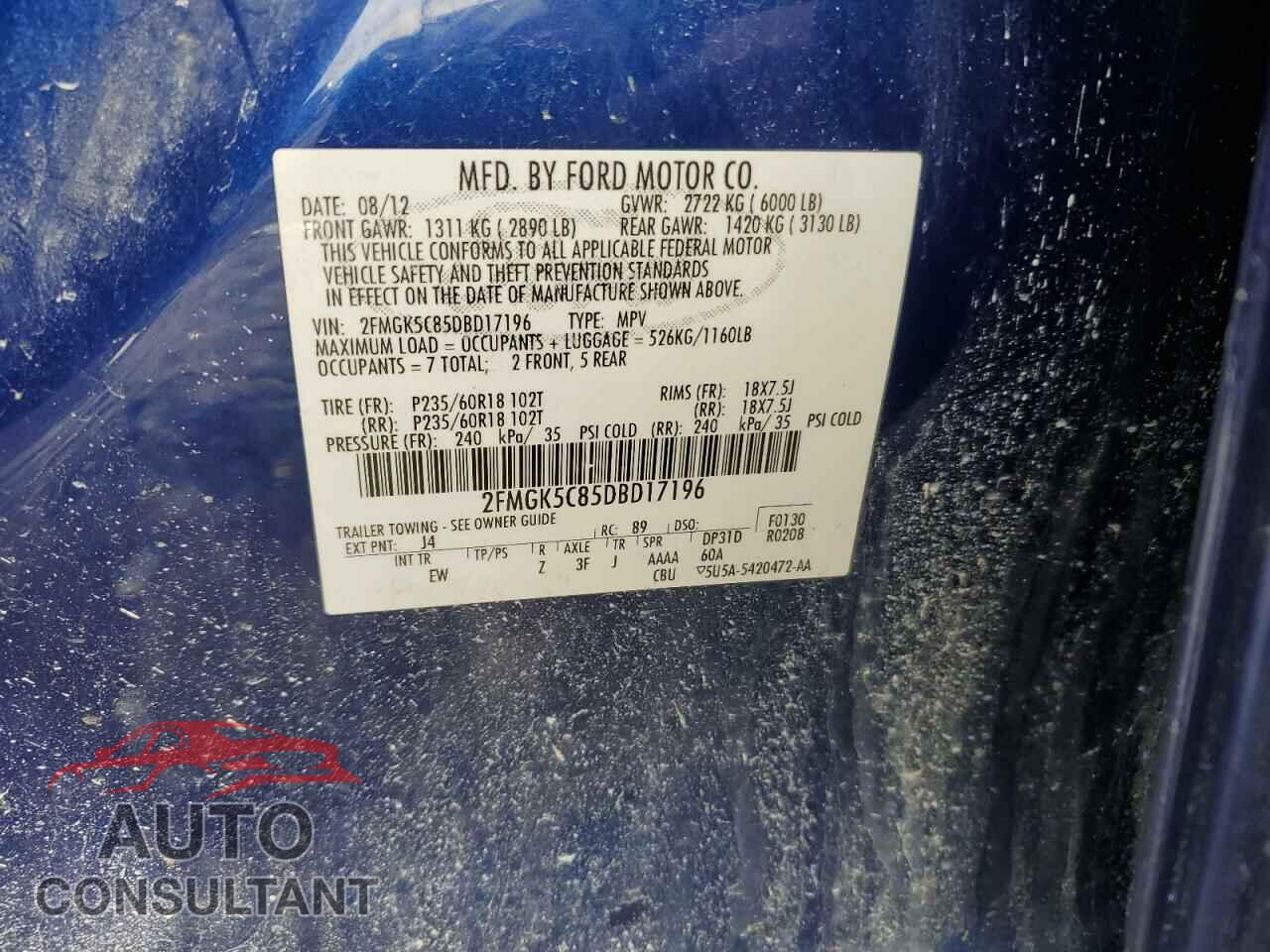 FORD FLEX 2013 - 2FMGK5C85DBD17196