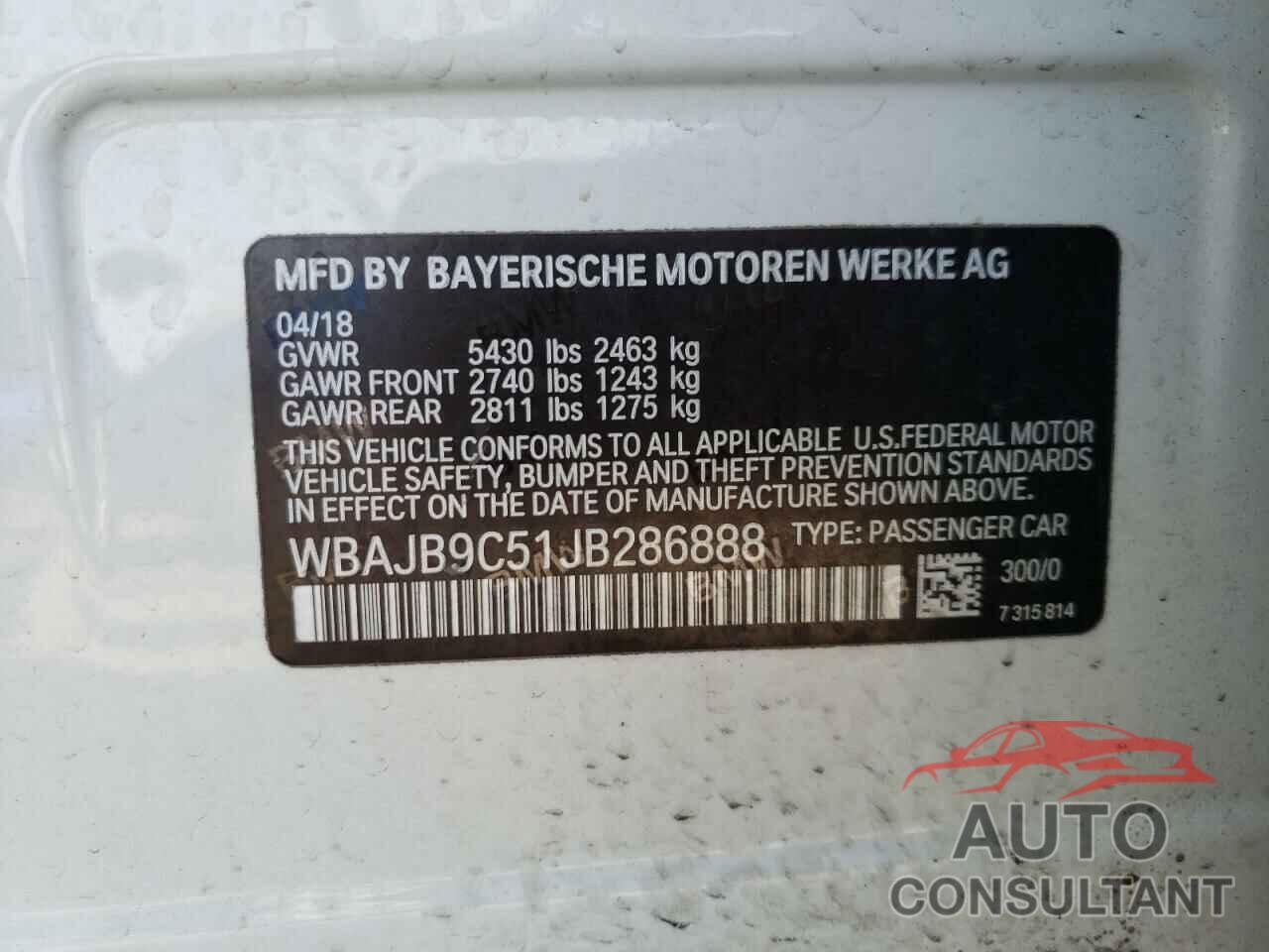 BMW M5 2018 - WBAJB9C51JB286888