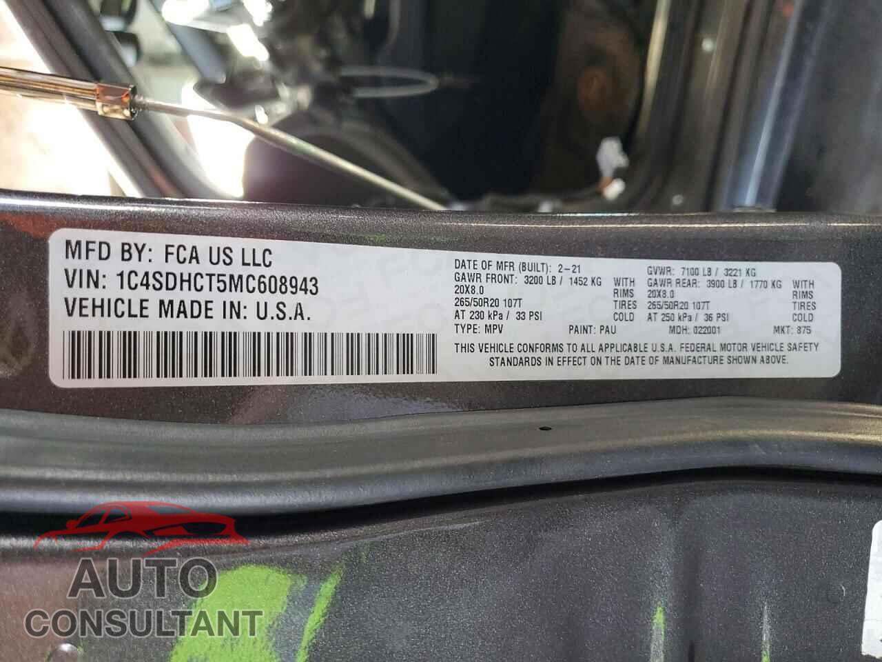 DODGE DURANGO 2021 - 1C4SDHCT5MC608943