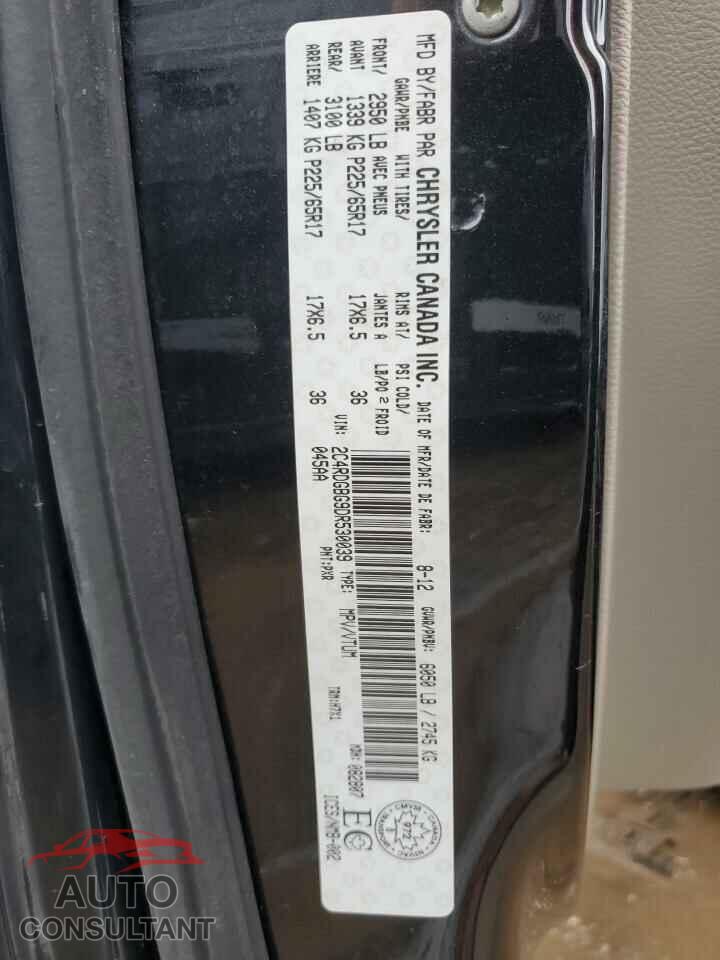 DODGE CARAVAN 2013 - 2C4RDGBG9DR530039