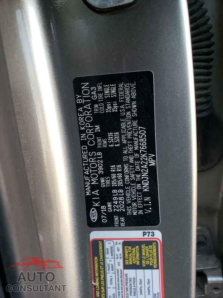 KIA SOUL 2019 - KNDJN2A22K7668507