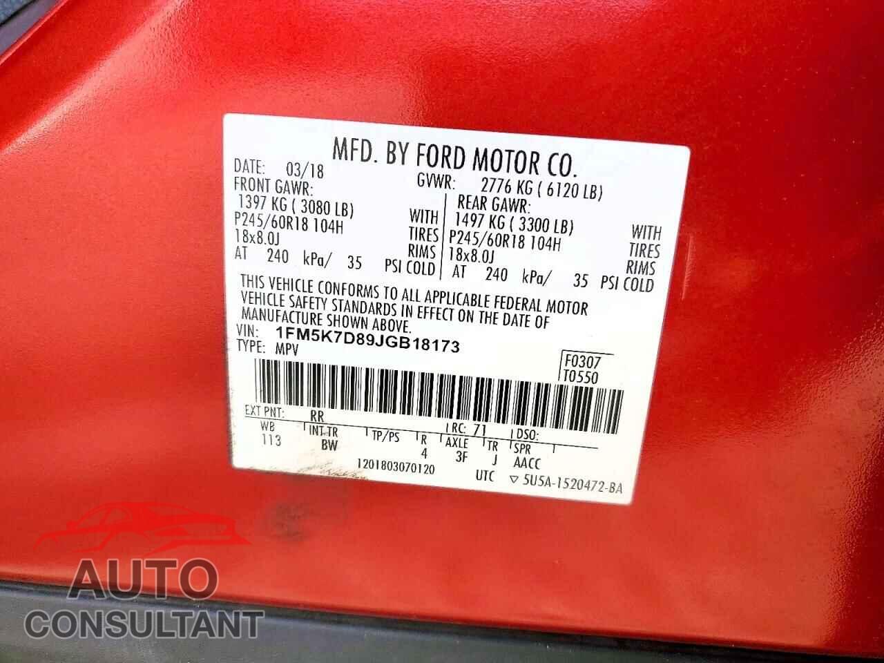 FORD EXPLORER 2018 - 1FM5K7D89JGB18173