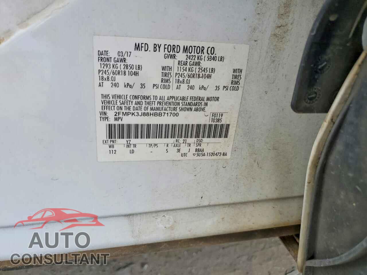 FORD EDGE 2017 - 2FMPK3J88HBB71700