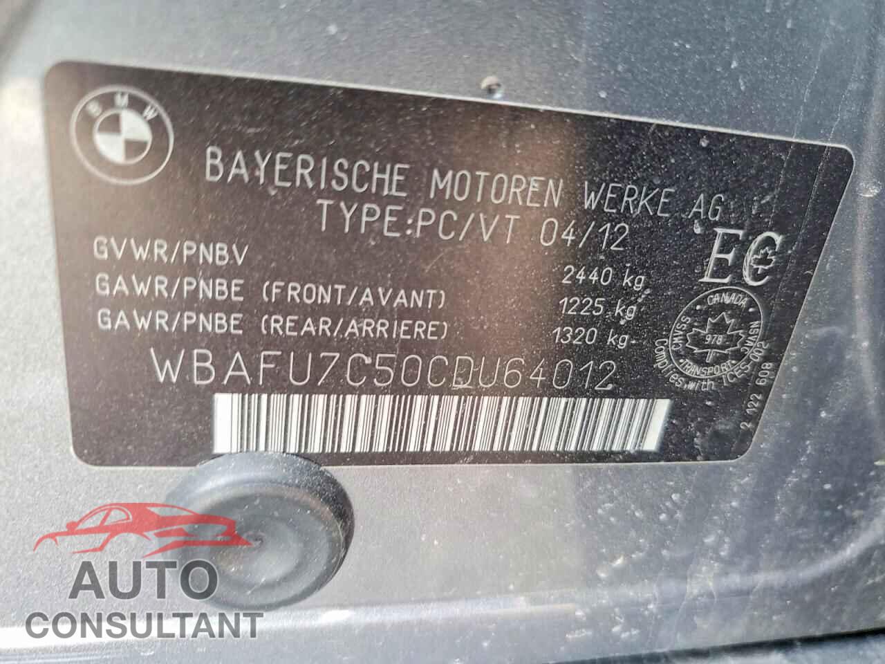 BMW 5 SERIES 2012 - WBAFU7C50CDU64012