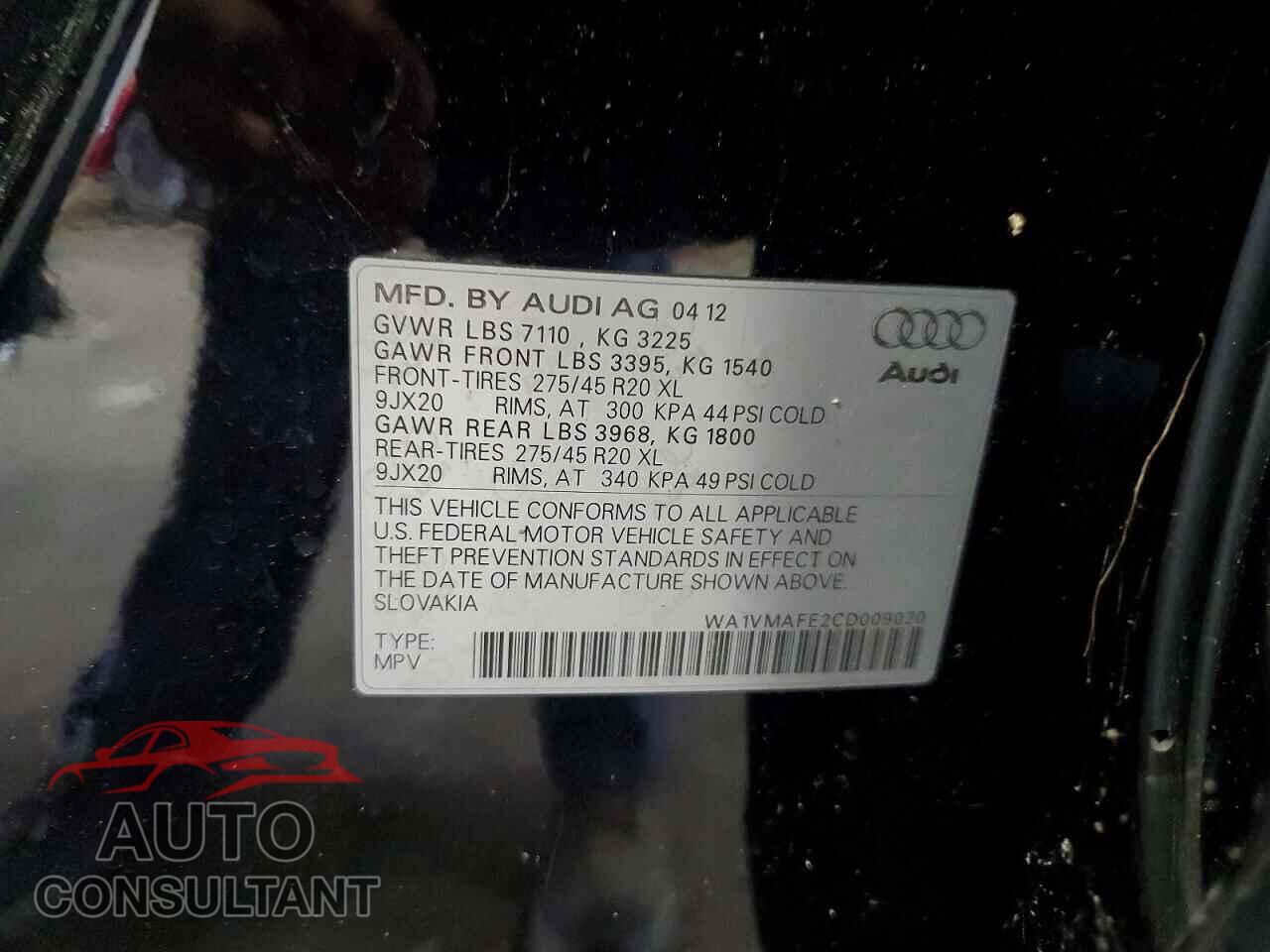 AUDI Q7 2012 - WA1VMAFE2CD009020