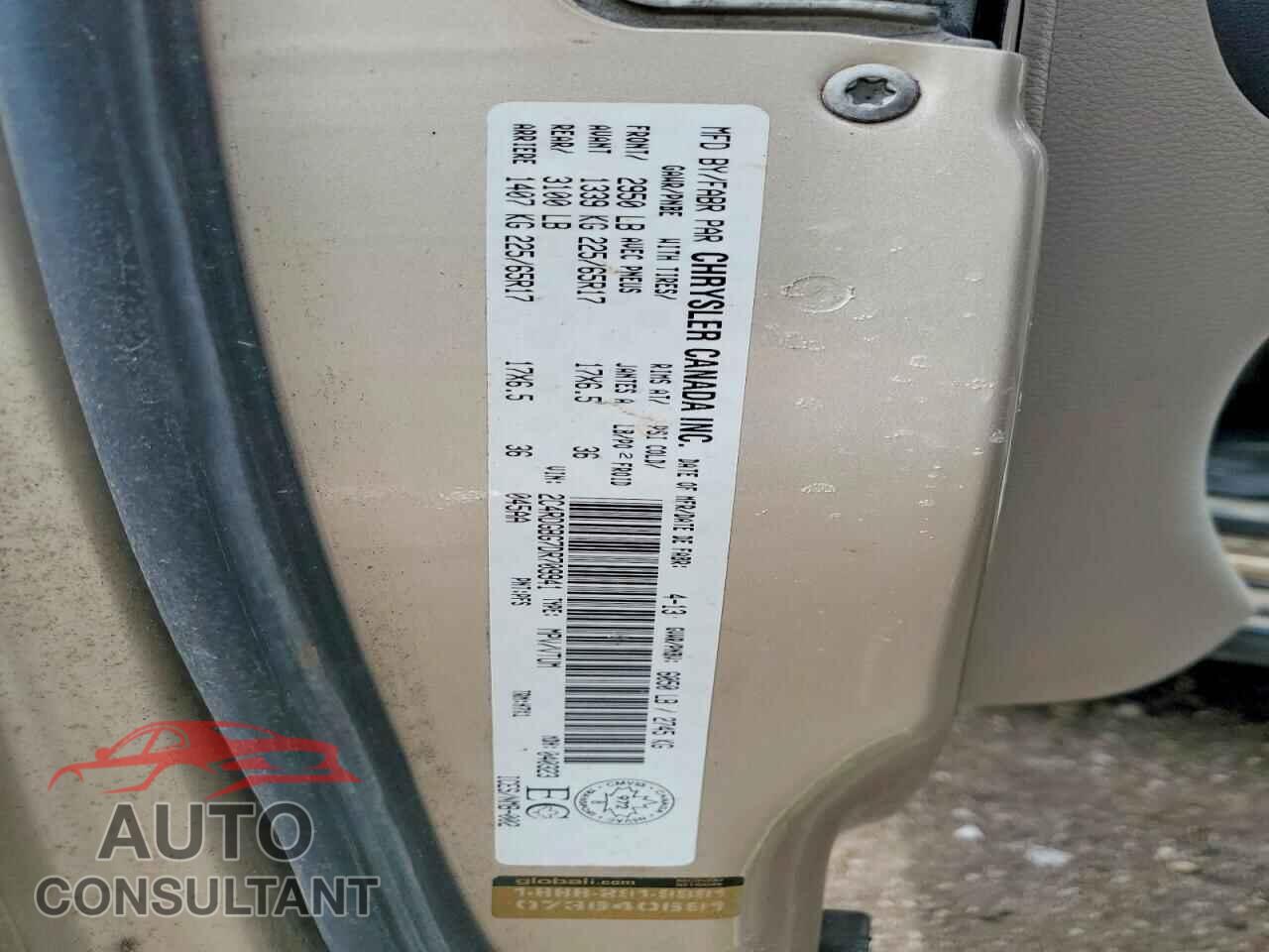 DODGE CARAVAN 2013 - 2C4RDGBG7DR709941